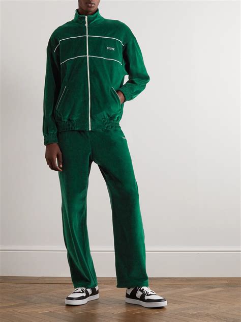 celine green tracksuit|celine velour tracksuit.